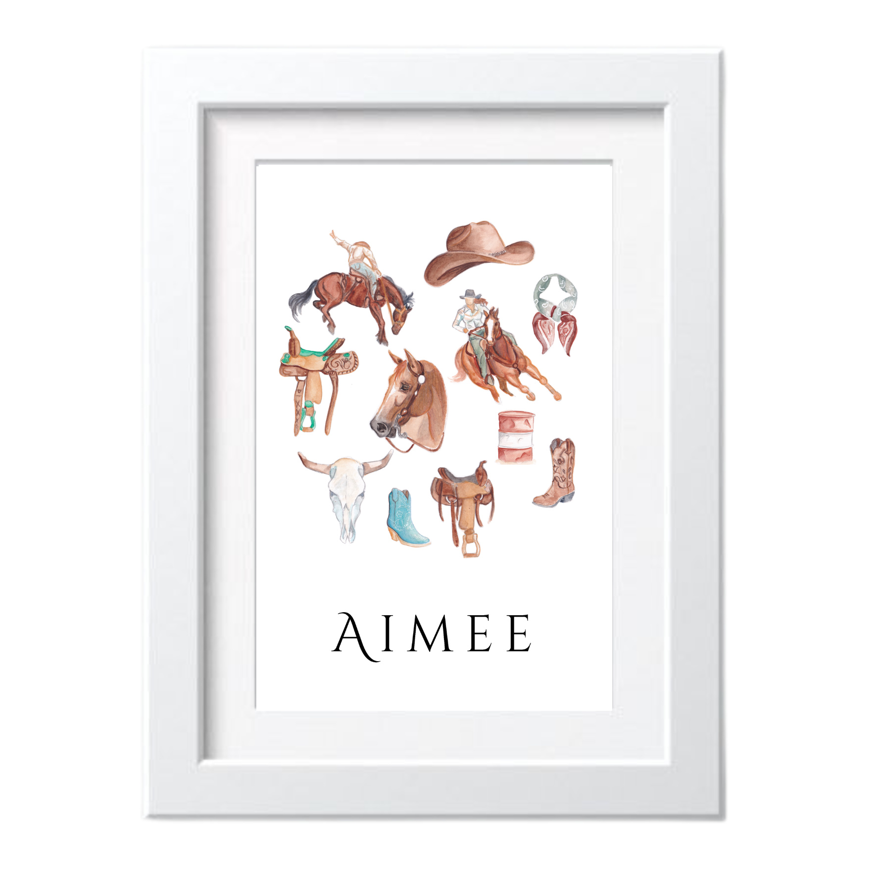 Personalised Western Horses print by NZ Artist Sally MCConnell