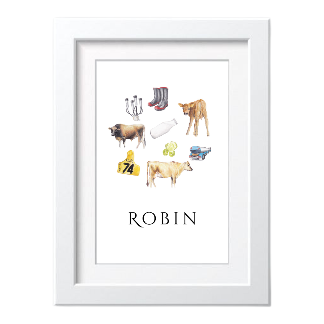 personalised nursery wall print by NZ artist Sally McConnell