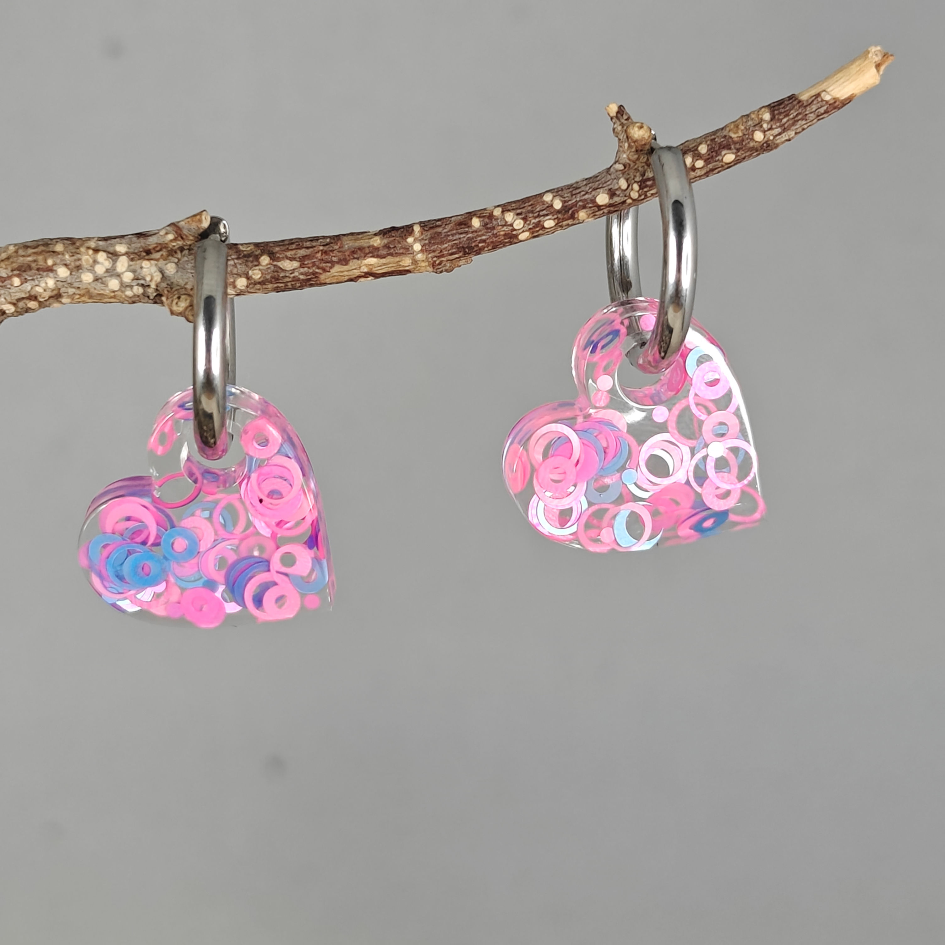 Boucles d'oreilles cœur cercle 