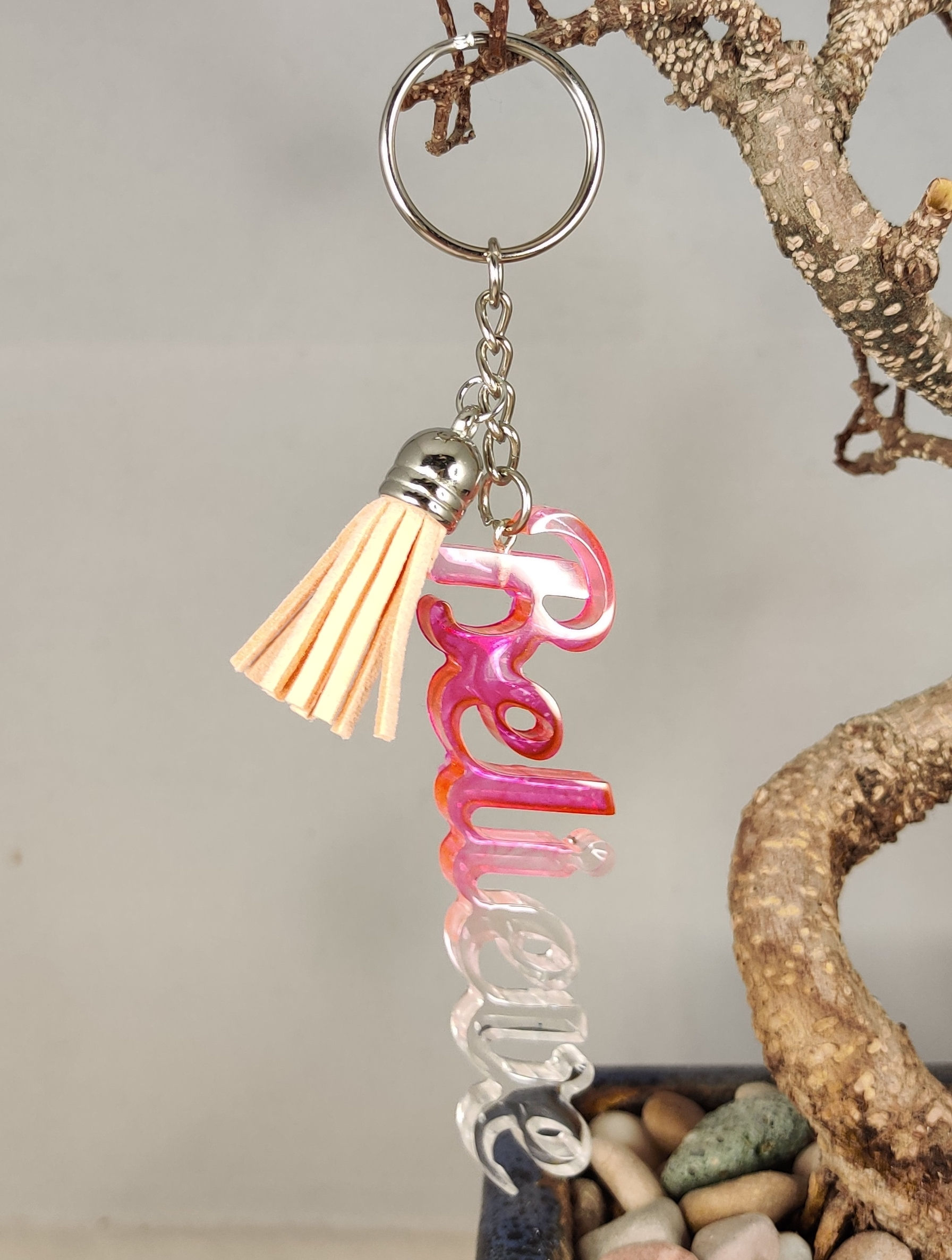 Porte clés Believe rose