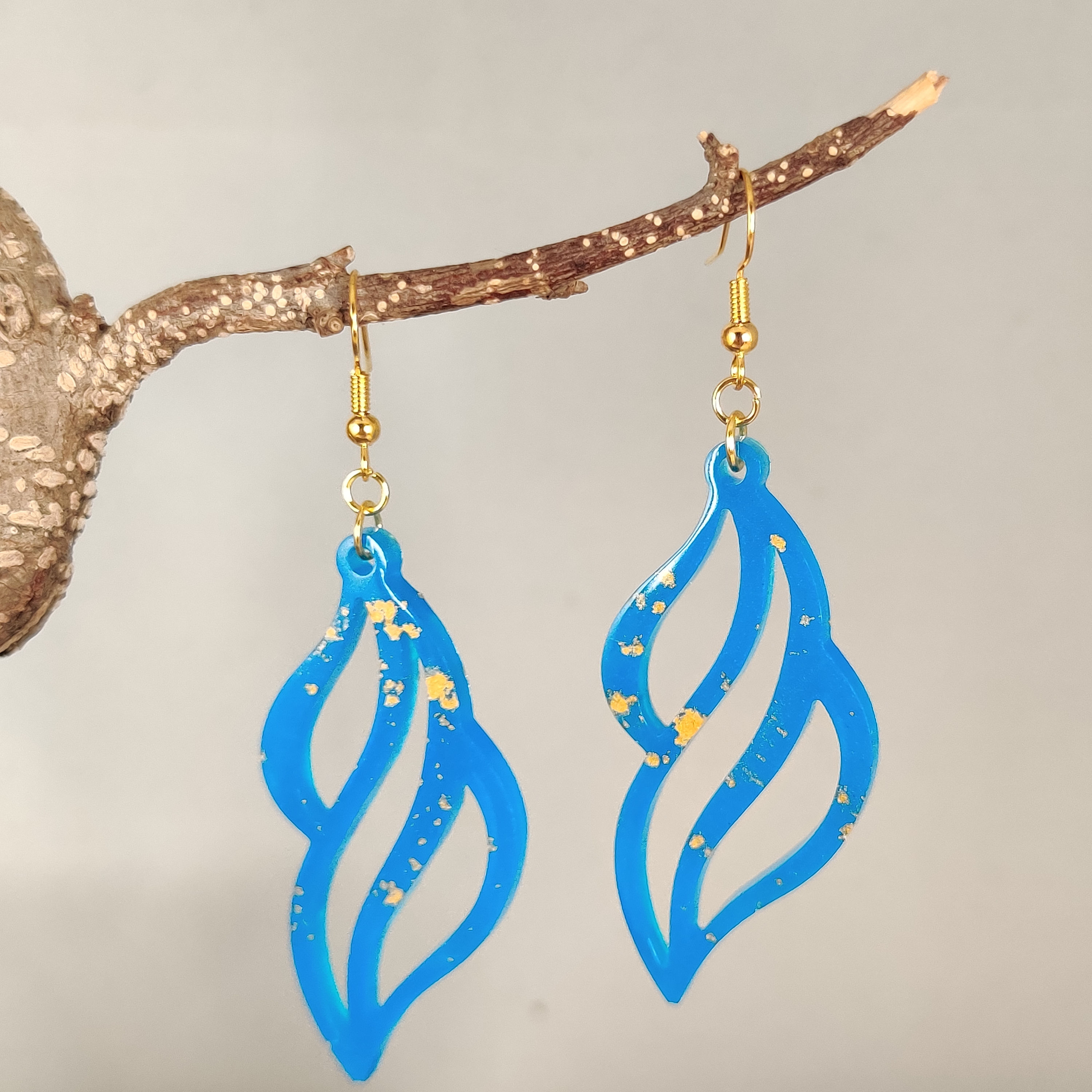 Boucles d'oreilles bleues or