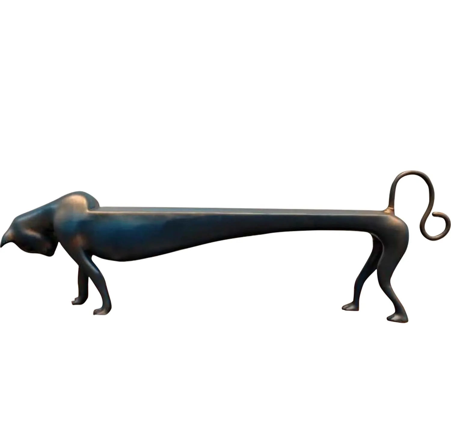 77" Large Attractive Cat Bench Of Fibre And Metal | Animal Figurines