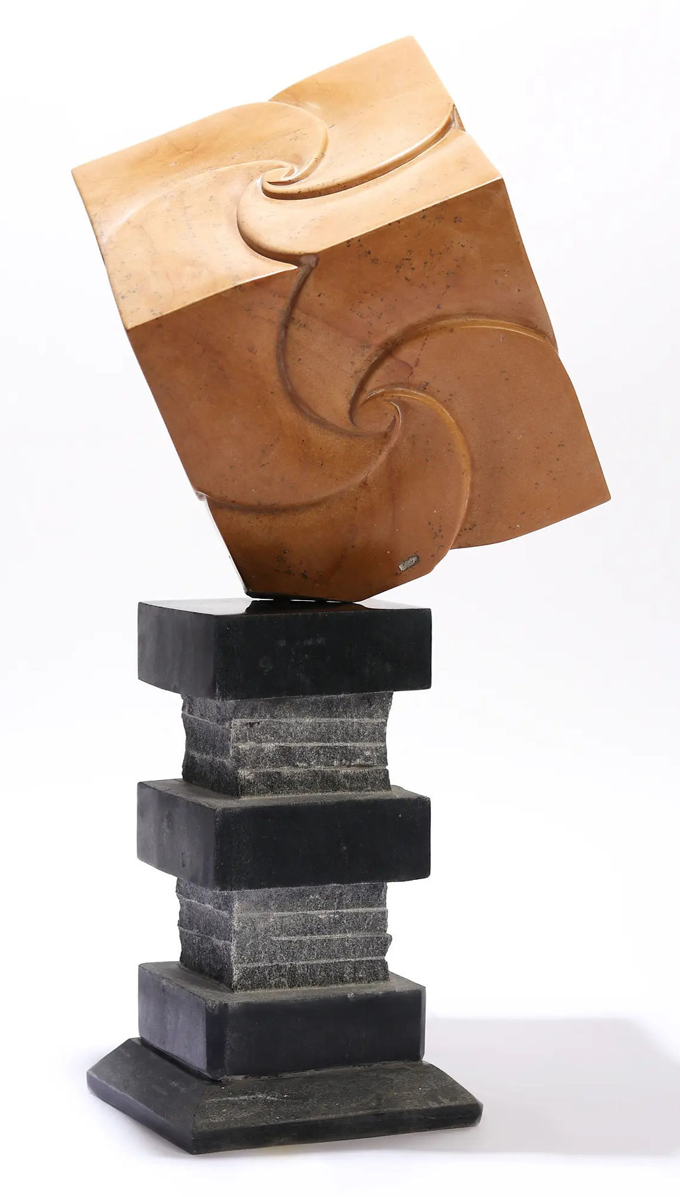 29" Art Nouveau Cube - Precariously Balanced | Abstract Statues