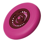 A pink frisbee disc.