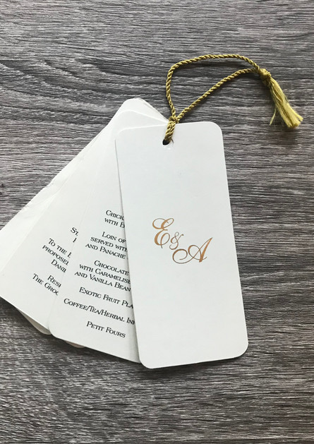Escort and menu card, toast list and benscher in one