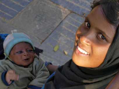 Young mother and baby