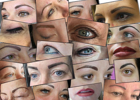 Collage of aesthetic brows, eyes and lips