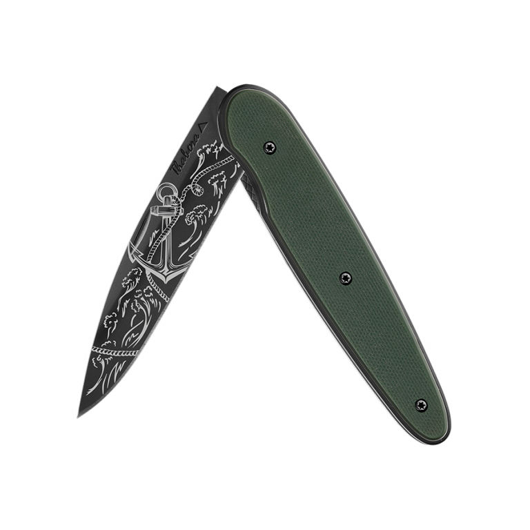 Couteau titane noir pleine g10 kaki — «ancre»