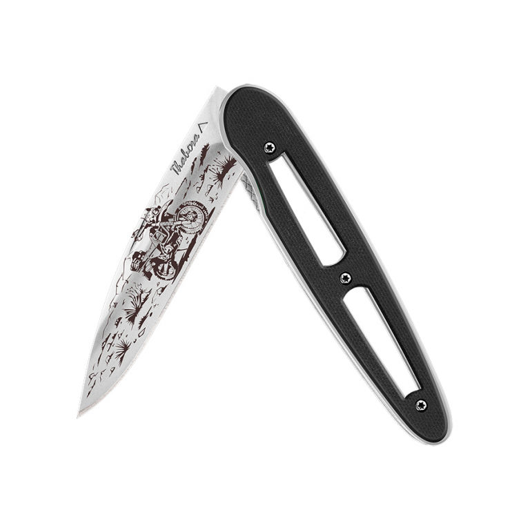 Couteau brillante ajourée g10 noir — «trail»