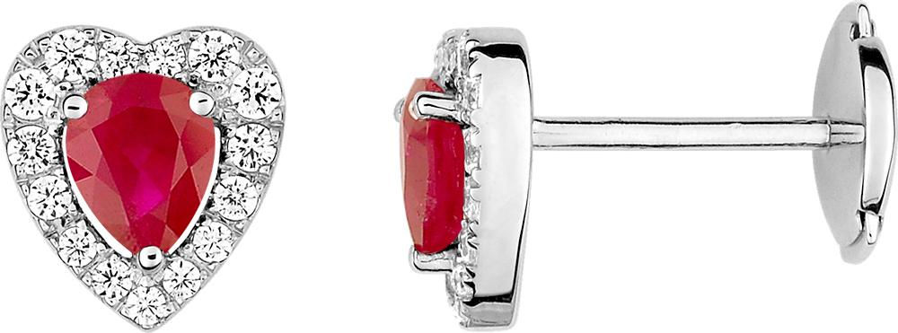 Boucles d’oreilles · Or blanc 750‰ · Rubis · Diamant · 522.6009.R1