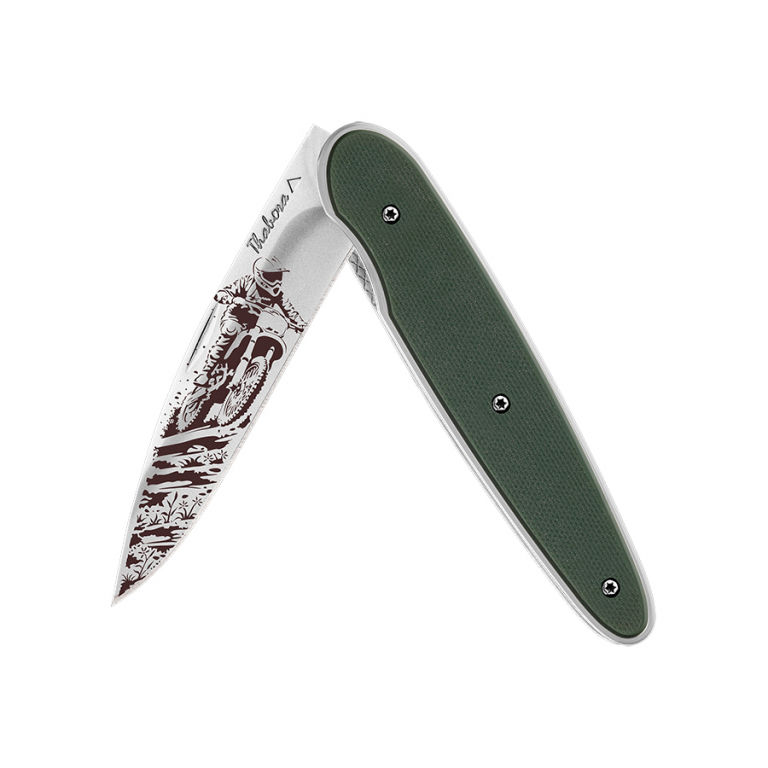 Couteau brillante pleine g10 kaki — «motocross»