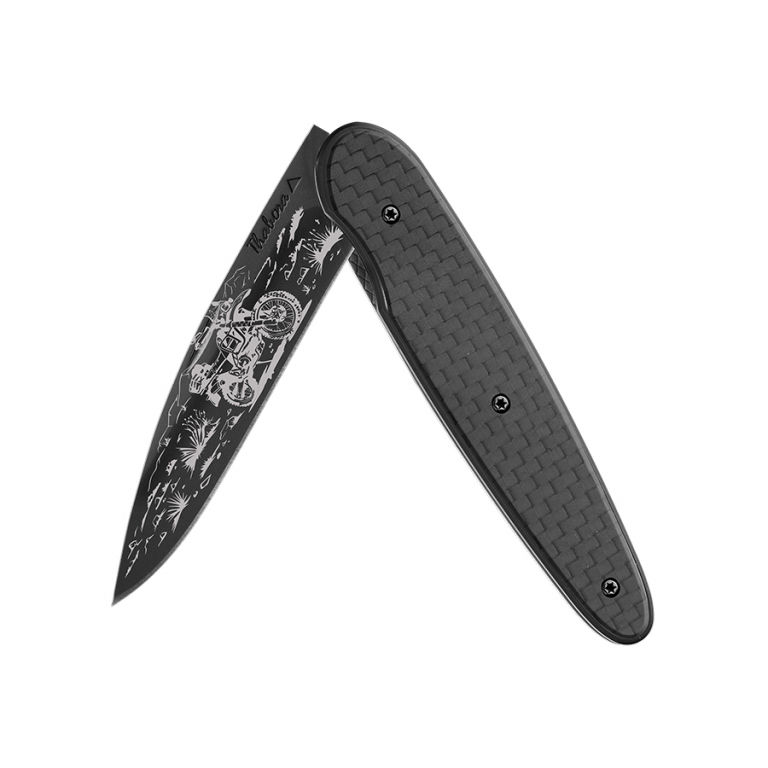 Couteau titane noir pleine carbone — «trail»
