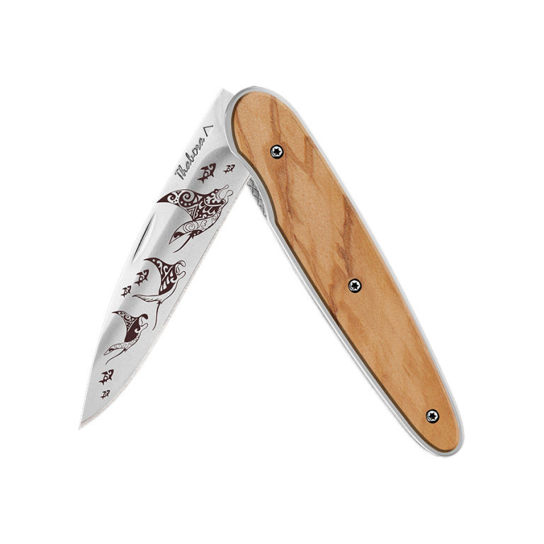 Couteau brillante pleine bois clair — «raie manta»