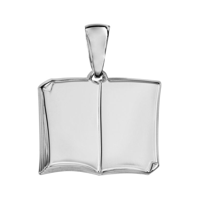 Gravure photo · Pendentif livre ouvert a graver gros modele argent
