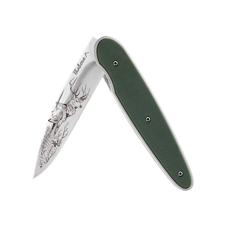 Couteau brillante pleine g10 kaki — «cerf»