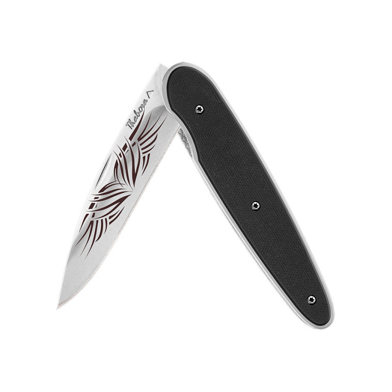 Couteau brillante pleine g10 noir — «tribal»