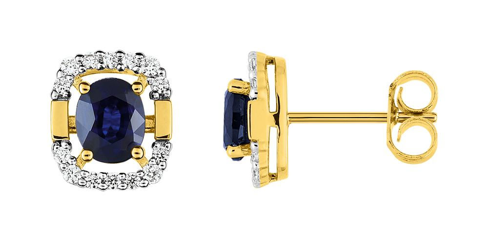 Boucles d’oreilles · Or jaune 750‰ rhodié · Saphir · Diamant · 52MB216BSB3