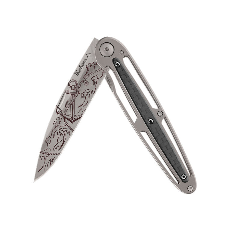 Couteau titane gris centrale carbone — «ancre»