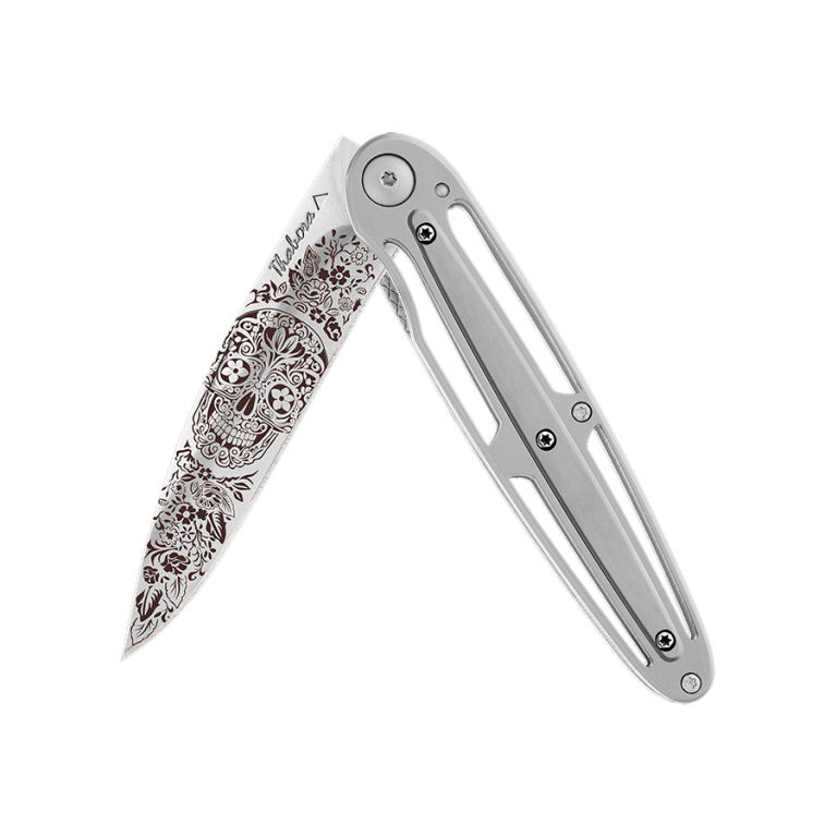 Couteau brillante centrale acier — «tête mexicaine»
