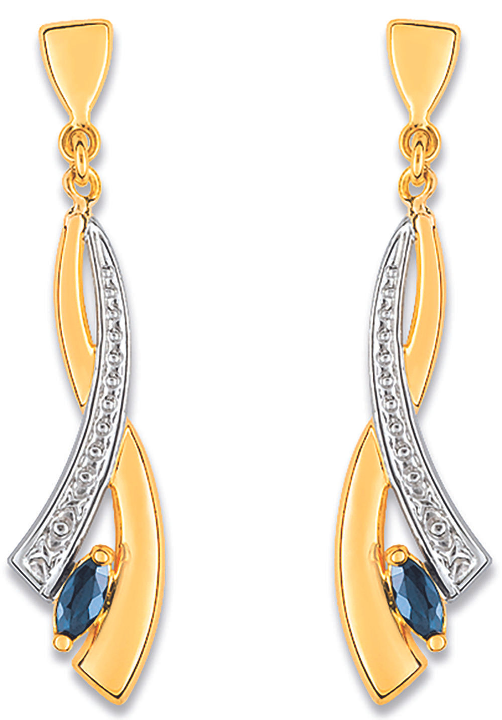 Boucles d’oreilles · Or jaune 750‰ rhodié · Saphir · 52GL304BS