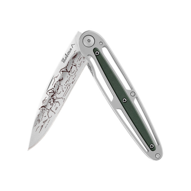 Couteau brillante centrale g10 kaki — «chevaux sauvages»
