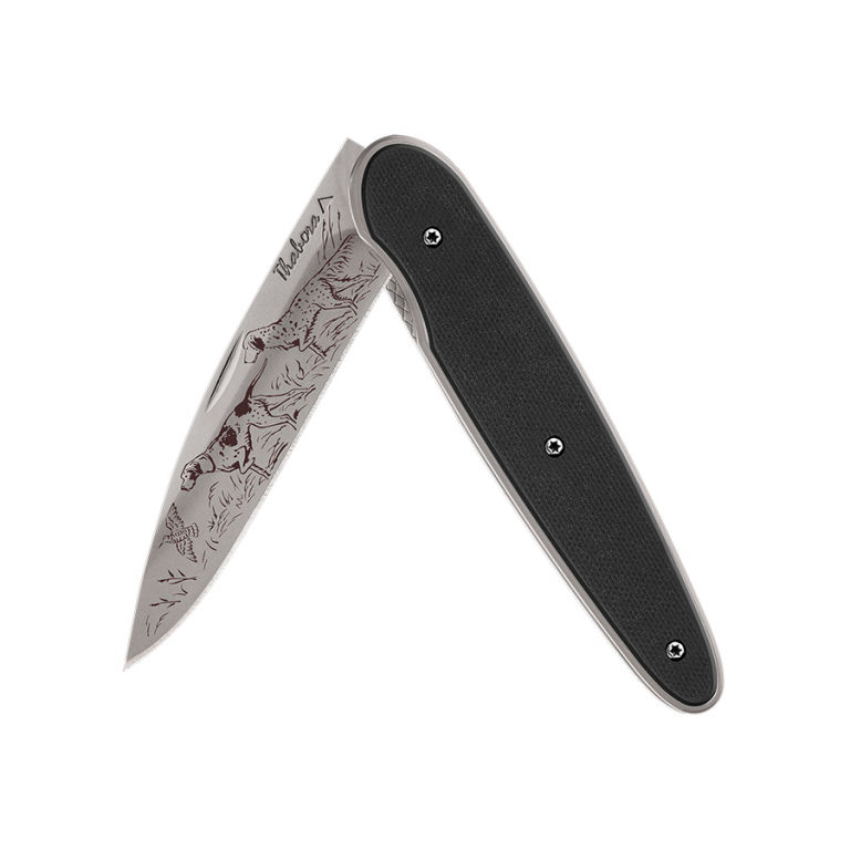 Couteau titane gris pleine g10 noir — «chiens d'arrêt»
