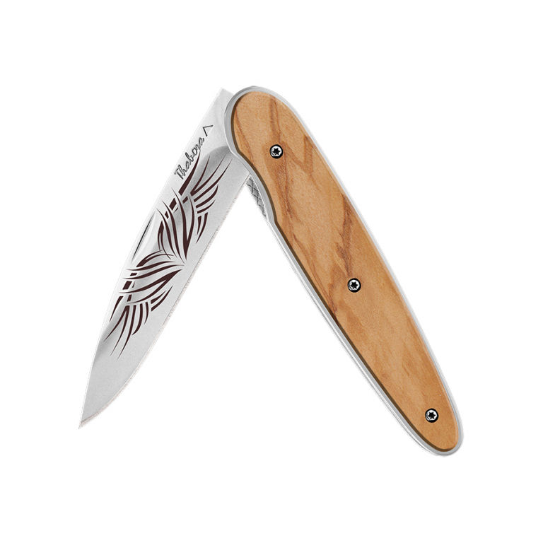 Couteau brillante pleine bois clair — «tribal»