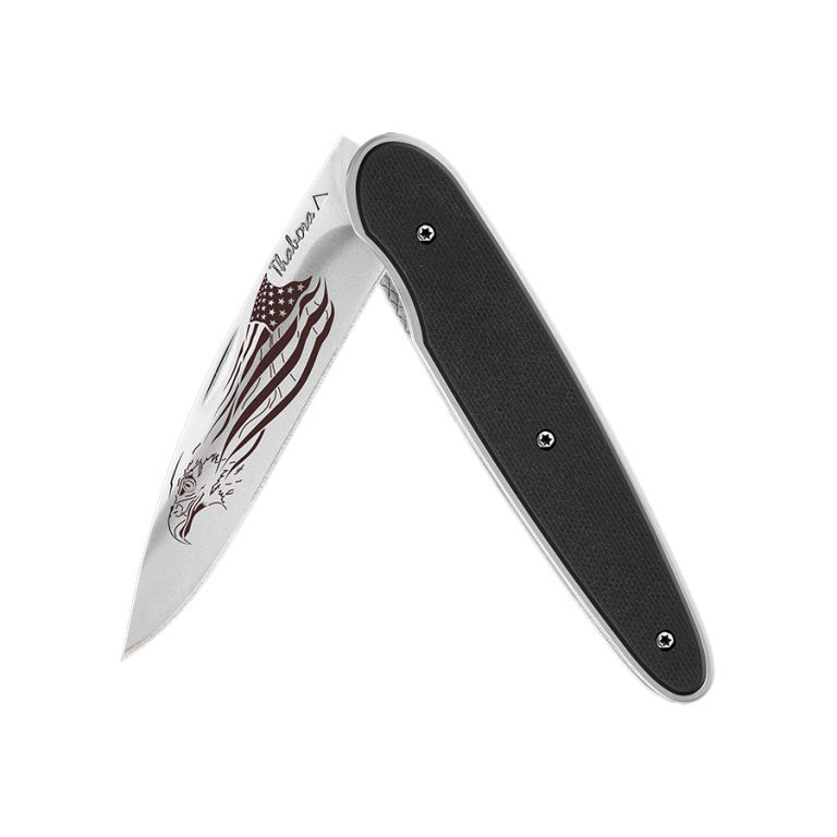 Couteau brillante pleine g10 noir — «aigle américain»
