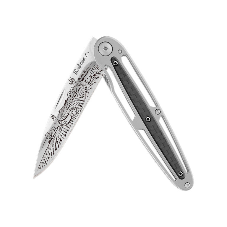 Couteau brillante centrale carbone — «chevreuil»