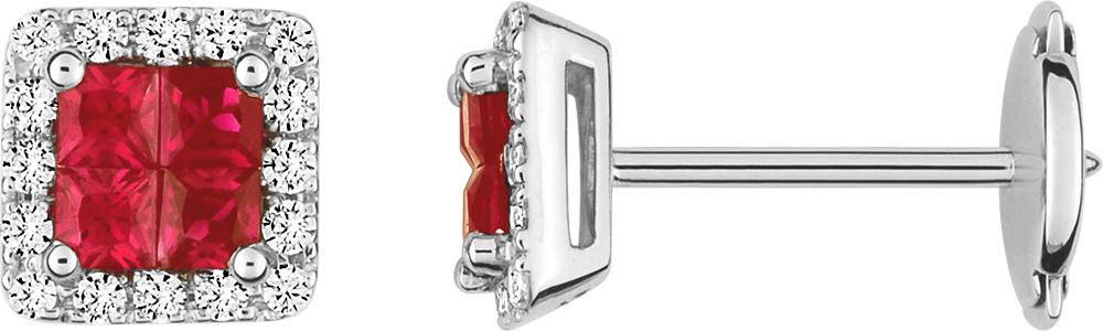 Boucles d’oreilles · Or blanc 750‰ · Rubis · Diamant · 522.6008.R1