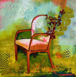 Amita Goswami_The Green Dialouge_48X48 Inches_Mixed Media on Canvas