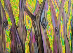 Nitya_Agrawal_Rainbow Forest_ 18X24 Inches_ Mixed Media on Linen Canvas_2023 copy