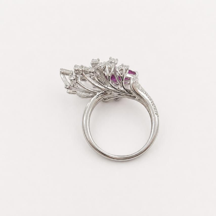 Thumbnail: Natural Unheated Burma Purple Sapphire Diamond  Cocktail Ring