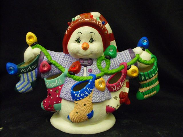 Snowman with clothesline