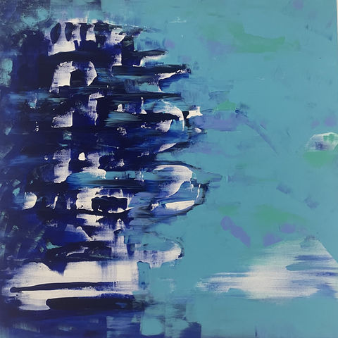 Barbara Marcinkowska abstract painting, blue and navy