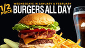 1/2 Price Burgers ALL DAY on Wednesdays at The Sycamore Grille at Knob Hill - Open to the public.