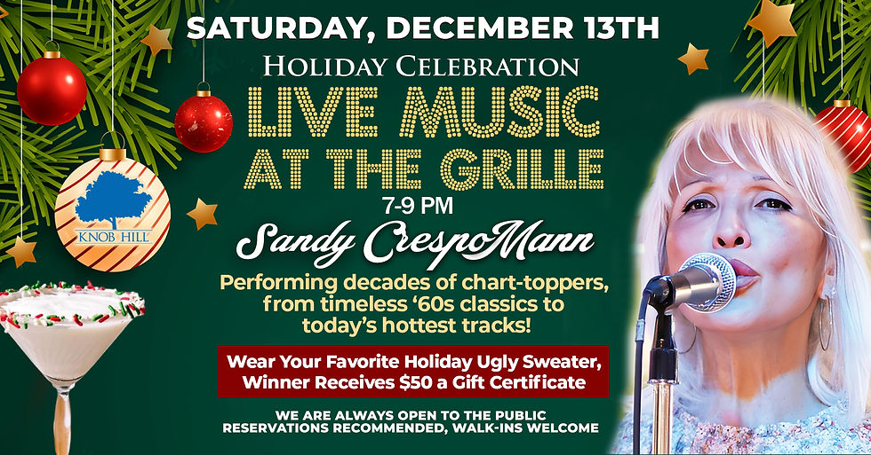 Holiday Celebration - Live Music at The Sycamore Grille at Knob Hill on Saturday, December 13th