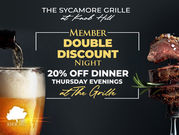 Knob Hill Members — New Double Discount Night at The Grille! 🎉🍽️