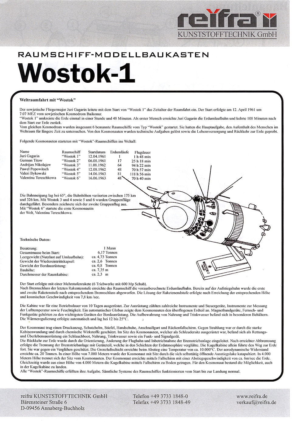 WOSTOK-1 REIFRA инструкция лист 1