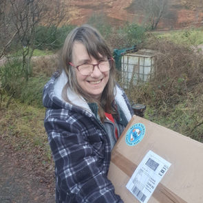 Jan With Blue Knights Box