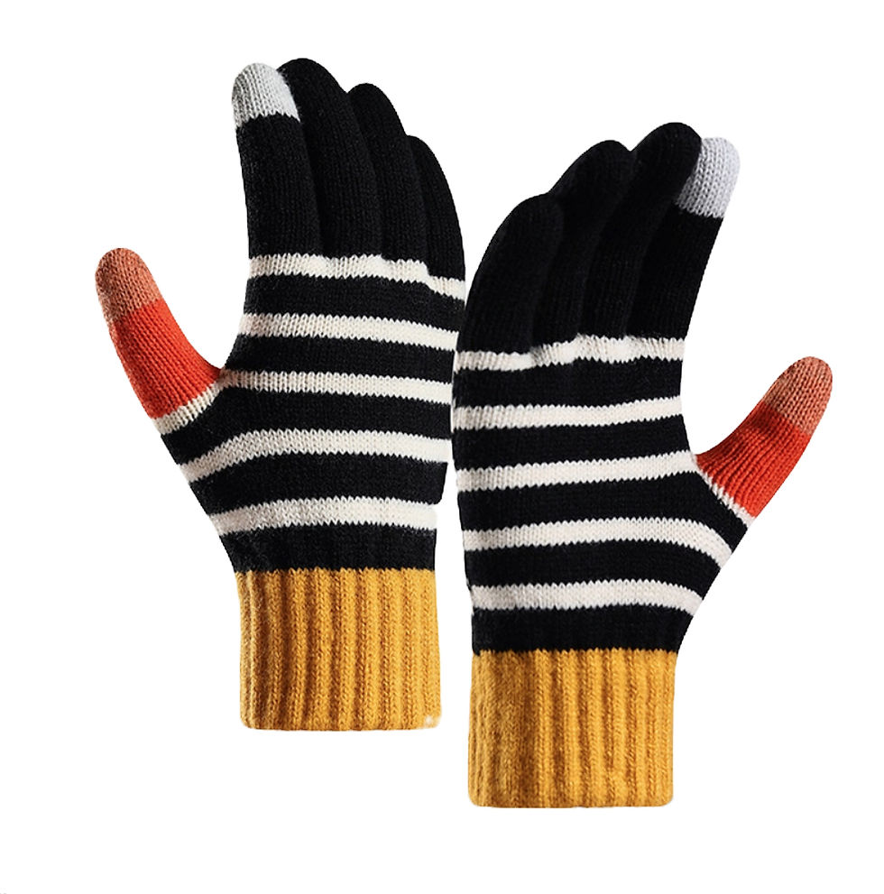 Thumbnail: Striped Thick Plush-Knitted Fashion Gloves
