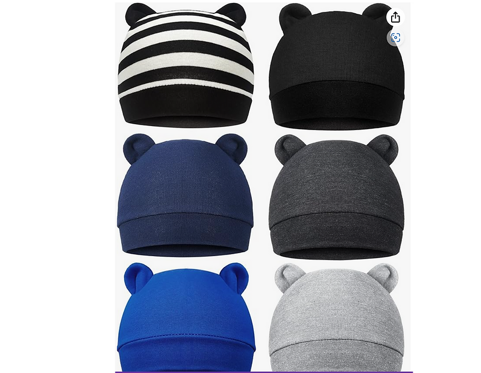 Thumbnail: Newborn Bear Ears Infant Cap Set - 6