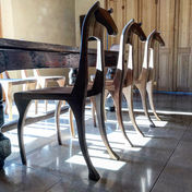 hand made walnut chair in the form of a horse