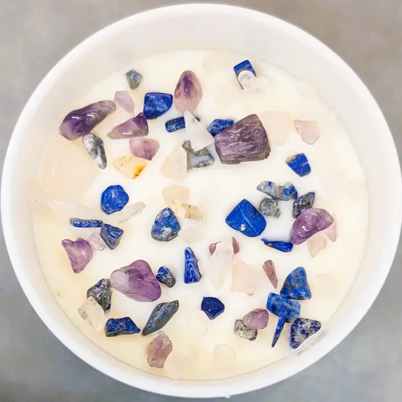 Miniature : Dessus de la bougie lithotherapie Nouvelle conscience Eveil spirituel avec pierres