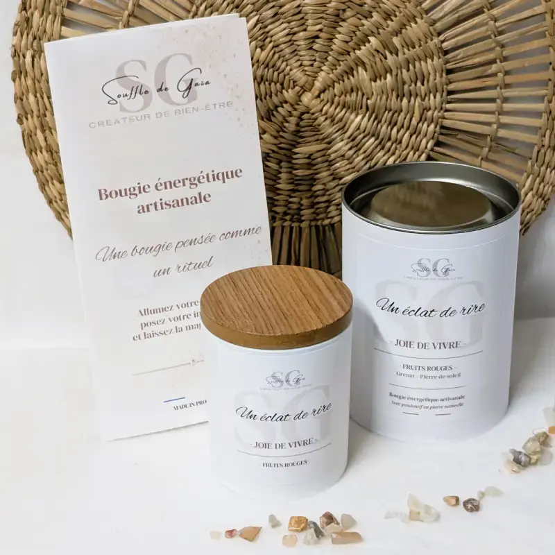 Miniature : Bougie lithotherapie Un eclat de rire Joie de vivre avec sa boite