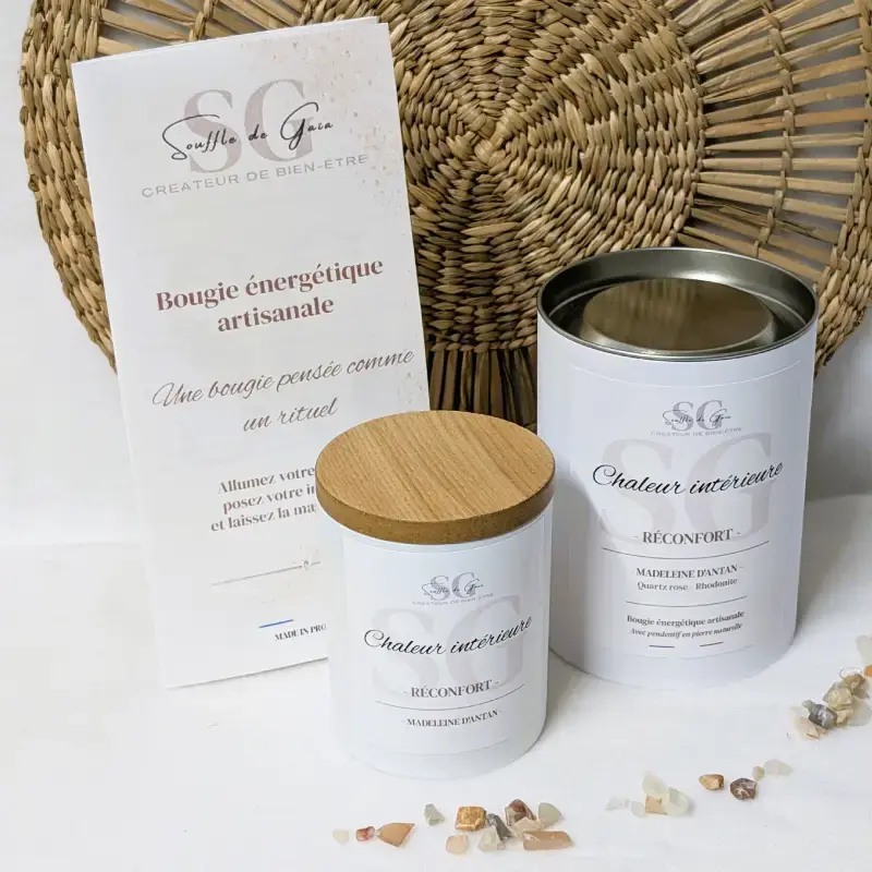 Miniature : Bougie lithotherapie Chaleur interieure Reconfort avec sa boite