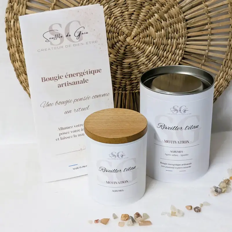 Miniature : Bougie lithotherapie Reveiller lelan Motivation avec sa boite