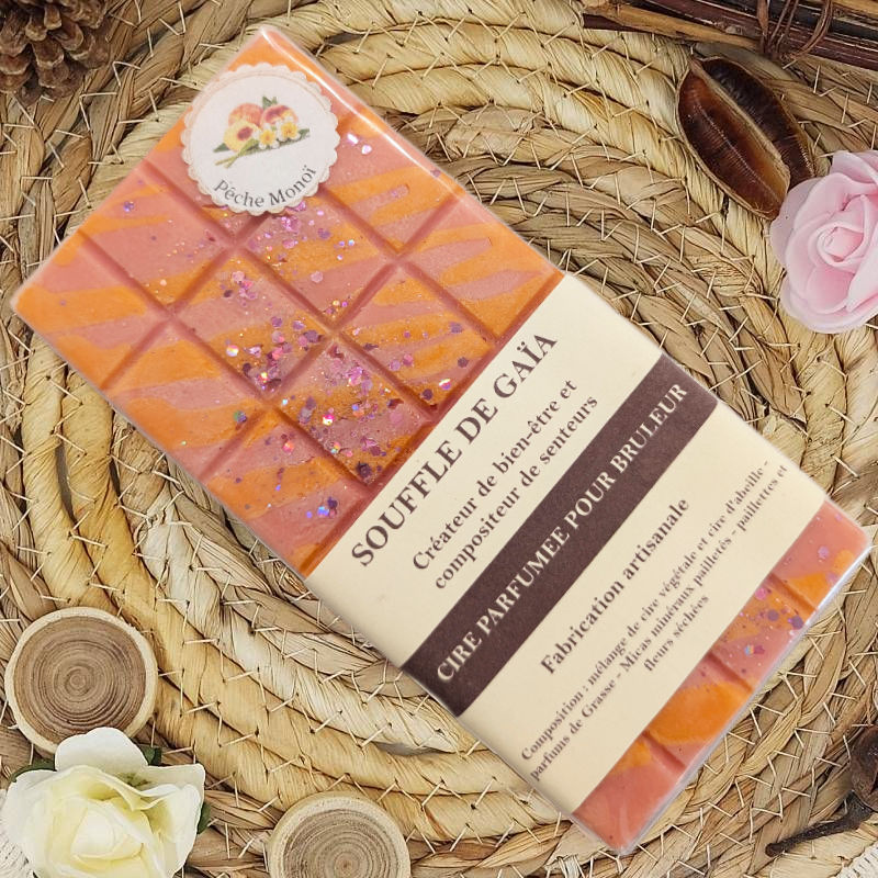 Fondant parfumé en forme de tablette senteur pêche monoï