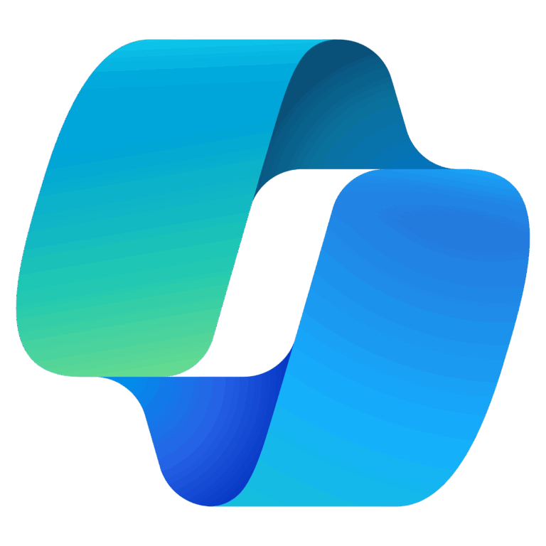 Blue and green looping ribbon icon