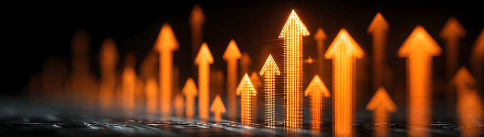 Upward orange arrows